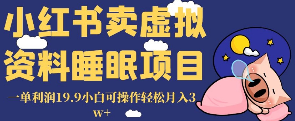 小红书卖虚拟资料睡眠项目，一单利润19.9小白可操作轻松月入3w+【揭秘】网赚项目-副业赚钱-互联网创业-资源整合华本网创