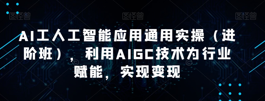 AI工人工智能应用通用实操（进阶班），利用AIGC技术为行业赋能，实现变现网赚项目-副业赚钱-互联网创业-资源整合华本网创