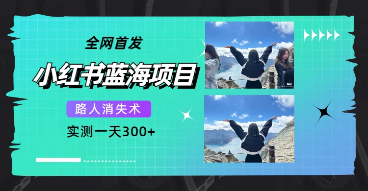 （7537期）全网首发，小红书蓝海项目，路人消失术，实测一天300+（教程+工具）网赚项目-副业赚钱-互联网创业-资源整合华本网创