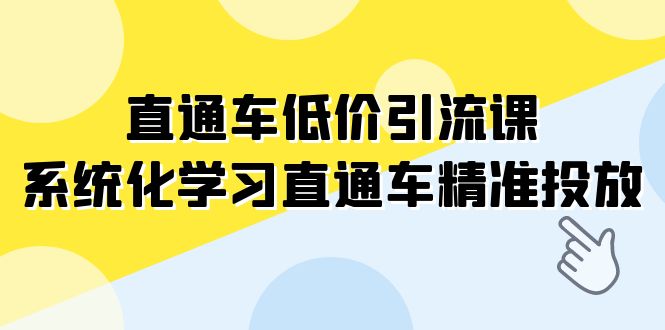 直通车-低价引流课，系统化学习直通车精准投放（14节课）网赚项目-副业赚钱-互联网创业-资源整合华本网创