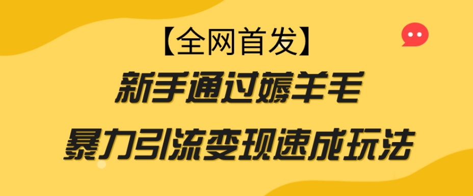 【全网首发】新手通过薅羊毛暴力引流变现速成玩法网赚项目-副业赚钱-互联网创业-资源整合华本网创