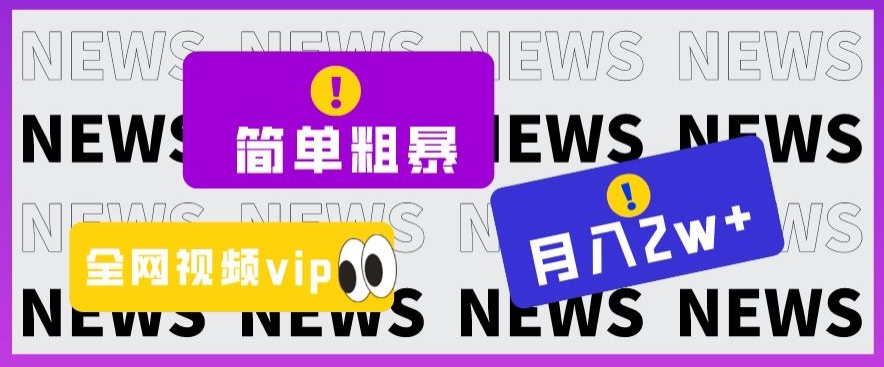 简单粗暴零成本，高回报，全网视频VIP掘金项目，月入2万＋【揭秘】网赚项目-副业赚钱-互联网创业-资源整合华本网创