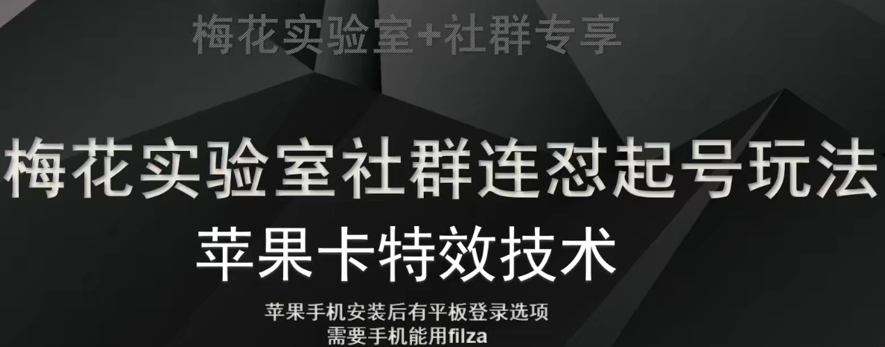 梅花实验室社群视频号连怼起号玩法，最新苹果卡特效技术网赚项目-副业赚钱-互联网创业-资源整合华本网创