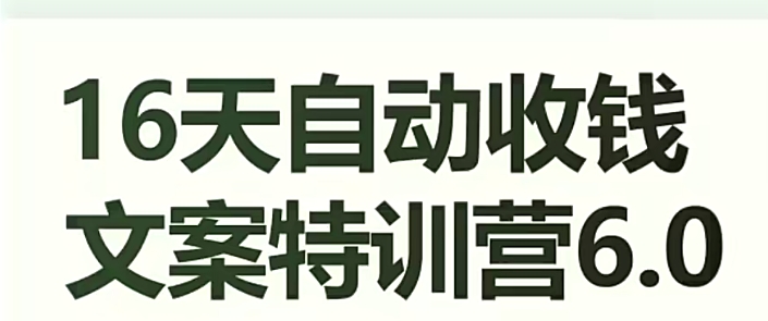 16天自动收钱文案特训营6.0，学会儿每天自动咔咔收钱网赚项目-副业赚钱-互联网创业-资源整合华本网创