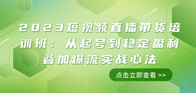 2023短视频直播带货培训班：从起号到稳定盈利叠加爆流实战心法（11节课）网赚项目-副业赚钱-互联网创业-资源整合华本网创