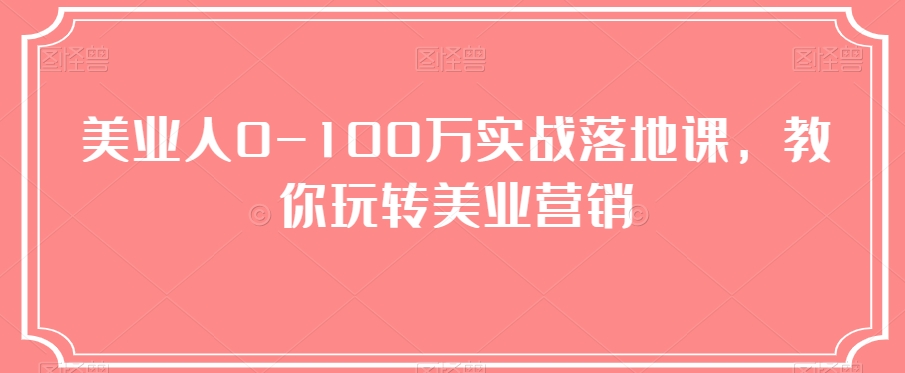 美业人0-100万实战落地课，教你玩转美业营销网赚项目-副业赚钱-互联网创业-资源整合华本网创