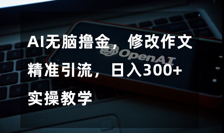 AI无脑撸金，修改作文精准引流，日入300+，实操教学【揭秘】网赚项目-副业赚钱-互联网创业-资源整合华本网创