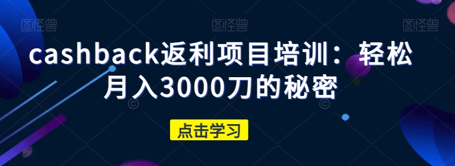 cashback返利项目培训：轻松月入3000刀的秘密网赚项目-副业赚钱-互联网创业-资源整合华本网创