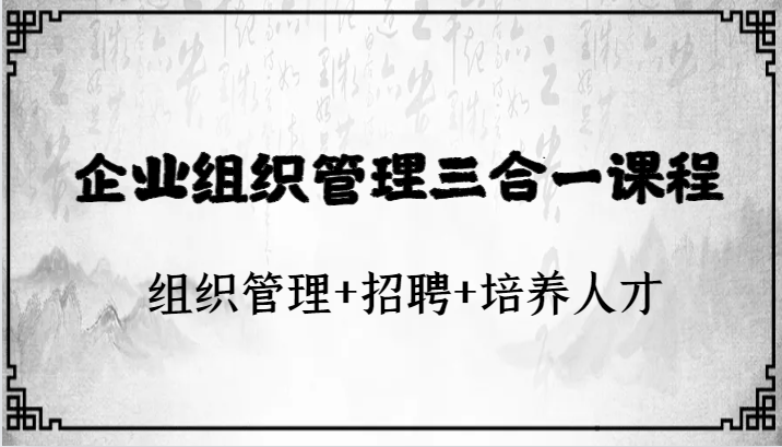 企业组织管理三合一课程：组织管理+招聘+培养人才网赚项目-副业赚钱-互联网创业-资源整合华本网创