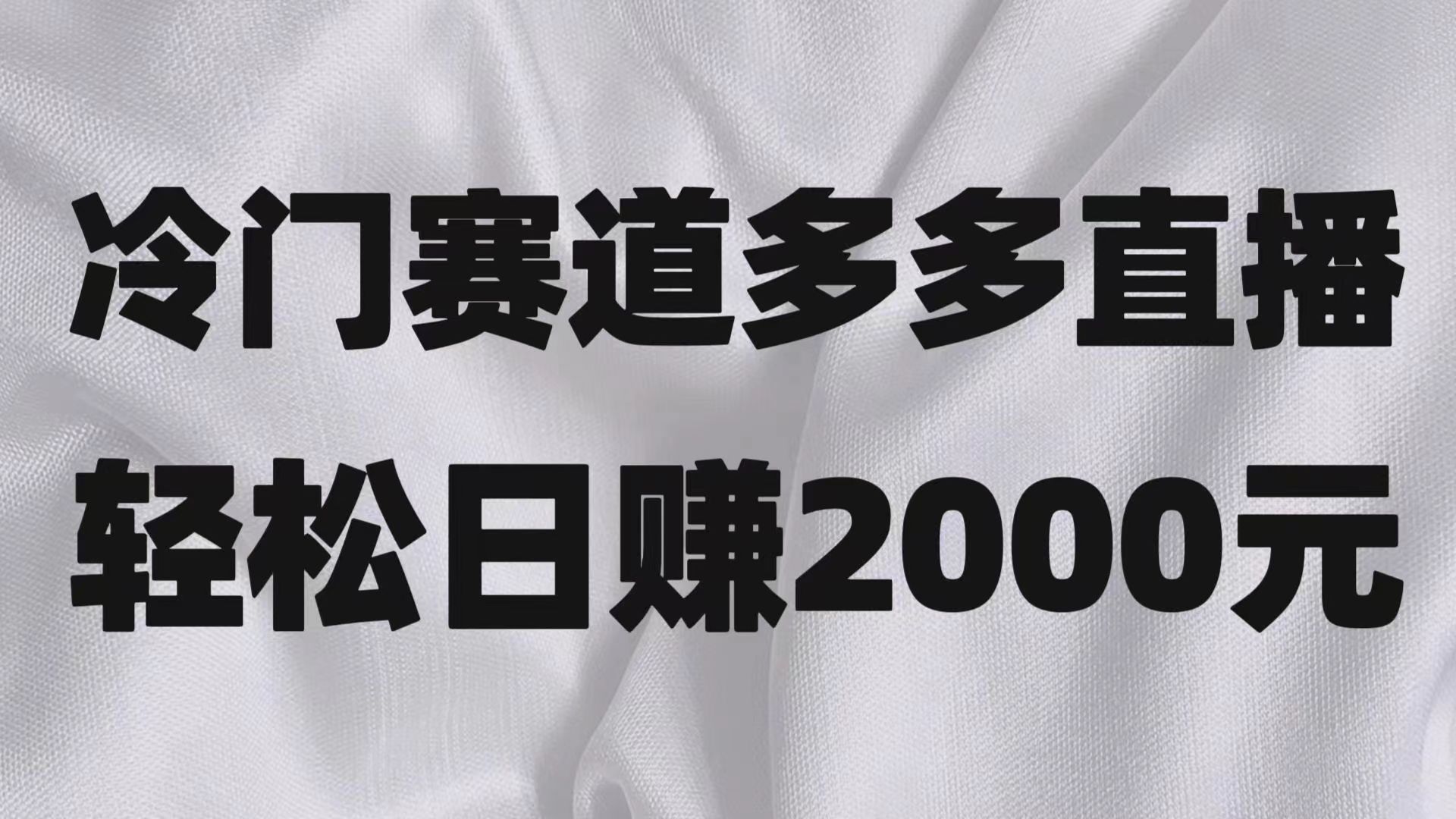 冷门赛道拼多多直播项目，简单念稿子，日收益2000＋网赚项目-副业赚钱-互联网创业-资源整合华本网创