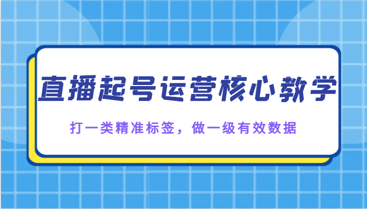 直播起号运营核心教学，打一类精准标签，做一级有效数据网赚项目-副业赚钱-互联网创业-资源整合华本网创