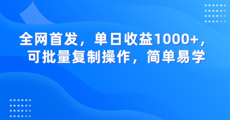 全网首发，单日收益1000+，可批量复制操作，简单易学【揭秘】网赚项目-副业赚钱-互联网创业-资源整合华本网创