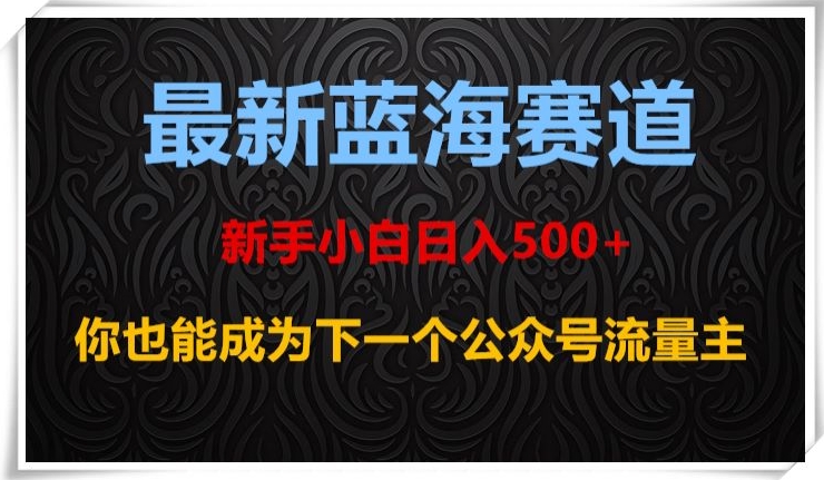 最新蓝海赛道，新手小白日入500+，你也能成为下一个公众号流量主【揭秘】网赚项目-副业赚钱-互联网创业-资源整合华本网创