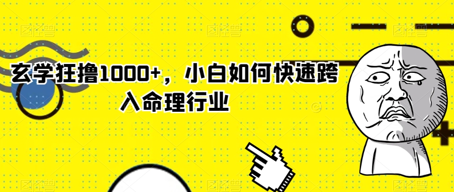 玄学狂撸1000+，小白如何快速跨入命理行业网赚项目-副业赚钱-互联网创业-资源整合华本网创