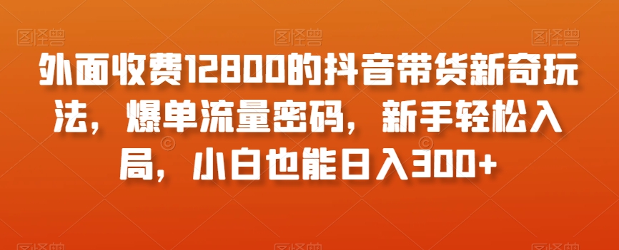 外面收费12800的抖音带货新奇玩法，爆单流量密码，新手轻松入局，小白也能日入300+【揭秘】网赚项目-副业赚钱-互联网创业-资源整合华本网创