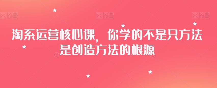 淘系运营核心课，你学的不是只方法是创造方法的根源网赚项目-副业赚钱-互联网创业-资源整合华本网创