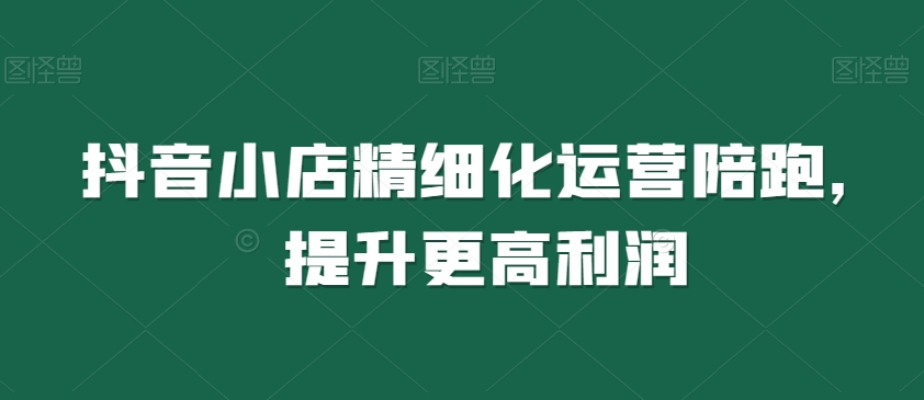 抖音小店精细化运营陪跑，提升更高利润网赚项目-副业赚钱-互联网创业-资源整合华本网创