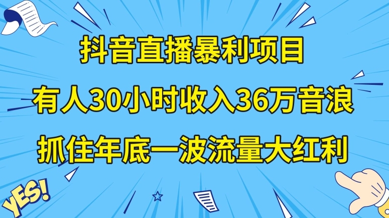 抖音直播暴利项目，有人30小时收入36万音浪，公司宣传片年会视频制作，抓住年底一波流量大红利【揭秘】网赚项目-副业赚钱-互联网创业-资源整合华本网创