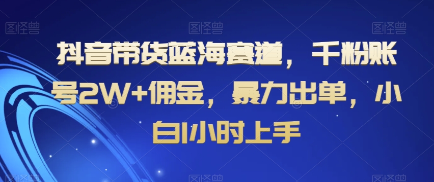 抖音带货蓝海赛道，千粉账号2W+佣金，暴力出单，小白1小时上手【揭秘】网赚项目-副业赚钱-互联网创业-资源整合华本网创