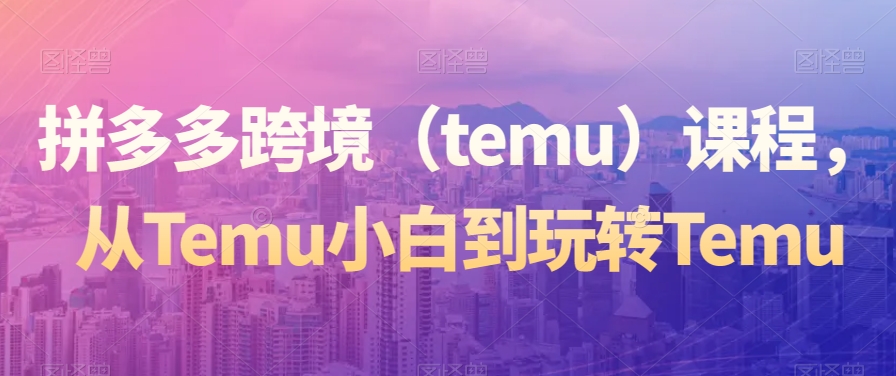 拼多多跨境（temu）课程，从Temu小白到玩转Temu网赚项目-副业赚钱-互联网创业-资源整合华本网创