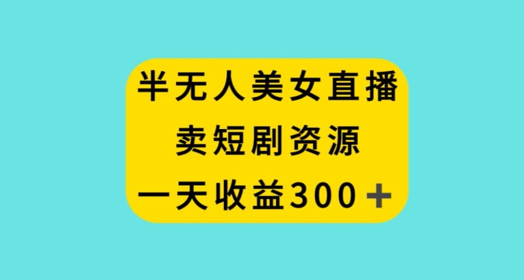 半无人美女直播，卖短剧资源，一天收益300+【揭秘】网赚项目-副业赚钱-互联网创业-资源整合华本网创