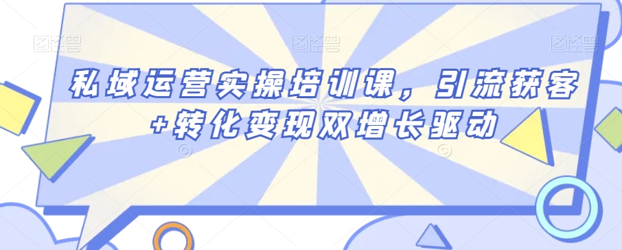 私域运营实操培训课，引流获客+转化变现双增长驱动网赚项目-副业赚钱-互联网创业-资源整合华本网创