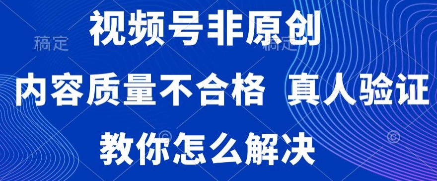 视频号非原创，内容质量不合格，真人验证，违规怎么解决网赚项目-副业赚钱-互联网创业-资源整合华本网创