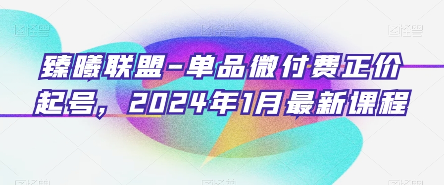 臻曦联盟-单品微付费正价起号，2024年1月最新课程网赚项目-副业赚钱-互联网创业-资源整合华本网创