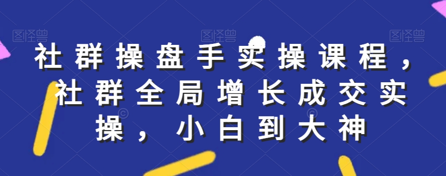 社群实操课程，社群全局增长成交实操，小白到大神网赚项目-副业赚钱-互联网创业-资源整合华本网创