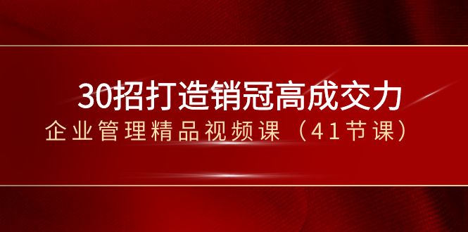 （8477期）30招-打造销冠高成交力-企业管理精品视频课（41节课）网赚项目-副业赚钱-互联网创业-资源整合华本网创