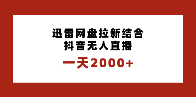 （8551期）一天2000+迅雷网盘拉新结合抖音无人直播，独创玩法保姆级教学网赚项目-副业赚钱-互联网创业-资源整合华本网创