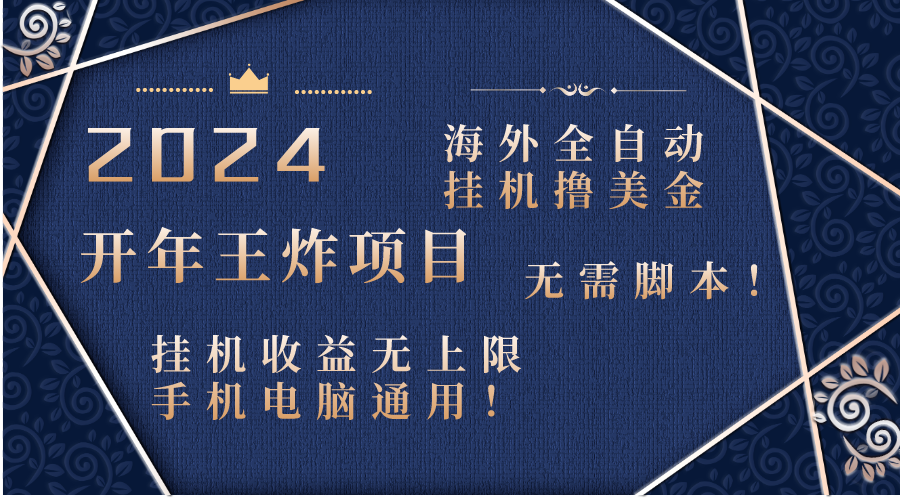 （8494期）2024海外全自动挂机撸美金项目！手机电脑均可，无需脚本，收益无上限！网赚项目-副业赚钱-互联网创业-资源整合华本网创