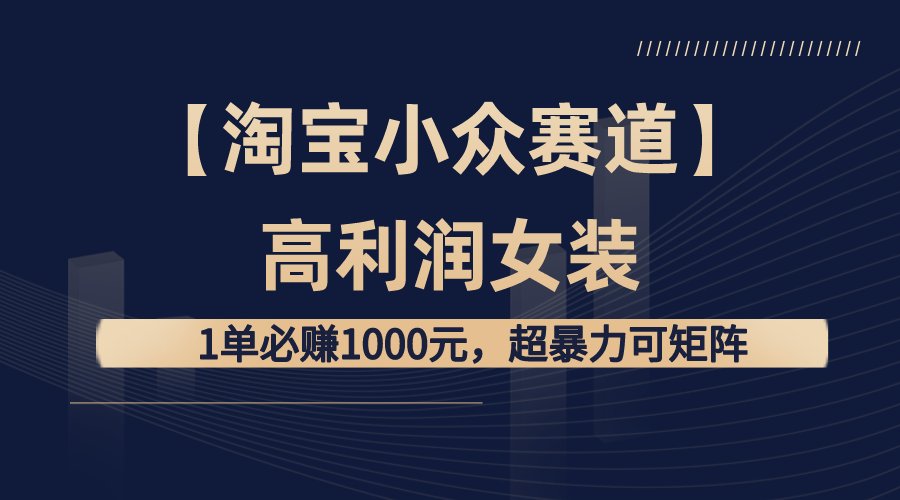 （8608期）【淘宝小众赛道】高利润女装：1单必赚1000元，超暴力可矩阵网赚项目-副业赚钱-互联网创业-资源整合华本网创