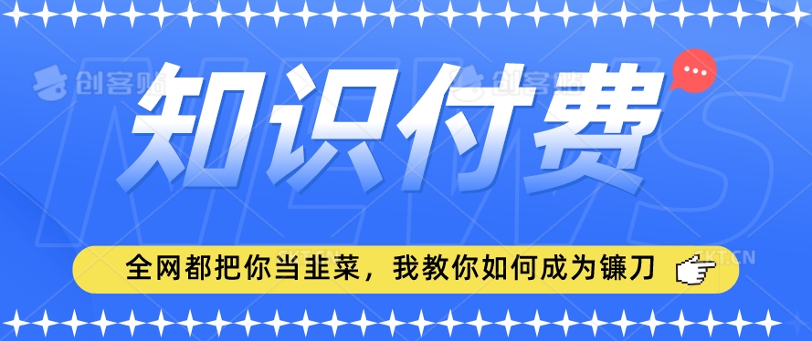 2024最新知识付费项目，小白也能轻松入局，全网都在教你做项目，我教你做镰刀网赚项目-副业赚钱-互联网创业-资源整合华本网创