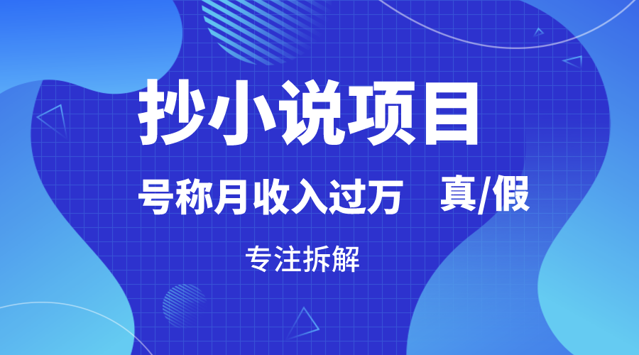 抄小说项目，号称月入过万，到底是否真实，能不能做，详细拆解网赚项目-副业赚钱-互联网创业-资源整合华本网创