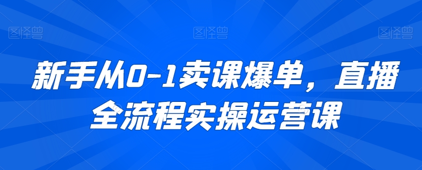 新手从0-1卖课爆单，直播全流程实操运营课网赚项目-副业赚钱-互联网创业-资源整合华本网创