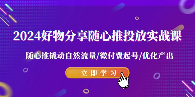 （9030期）2024好物分享-随心推投放实战课 随心推撬动自然流量/微付费起号/优化产出网赚项目-副业赚钱-互联网创业-资源整合华本网创