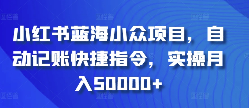 小红书蓝海小众项目，自动记账快捷指令，实操月入50000+网赚项目-副业赚钱-互联网创业-资源整合华本网创