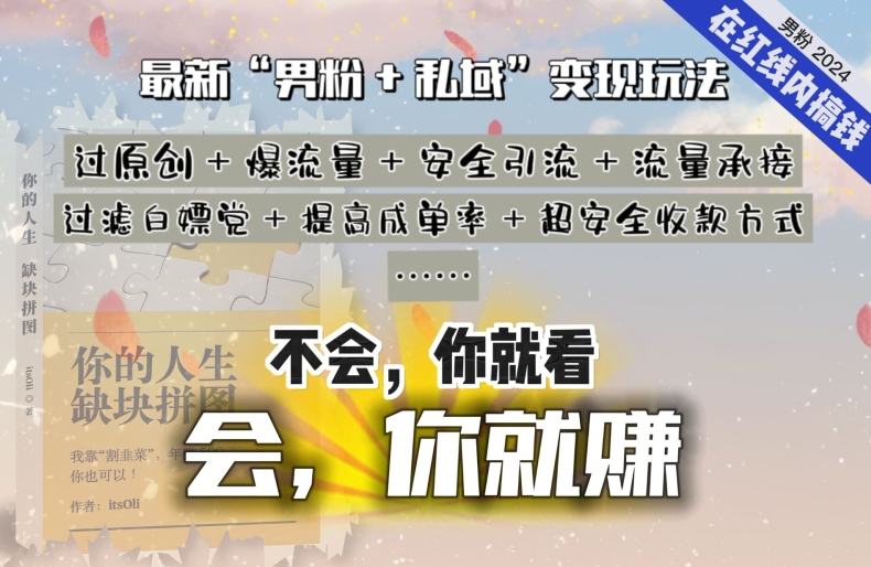 2024，“男粉+私域”还是最耐造、最赚、最轻松、最愉快的变现方式网赚项目-副业赚钱-互联网创业-资源整合华本网创