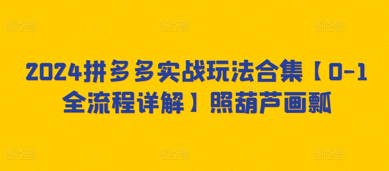 2024拼多多实战玩法合集【0-1全流程详解】照葫芦画瓢网赚项目-副业赚钱-互联网创业-资源整合华本网创