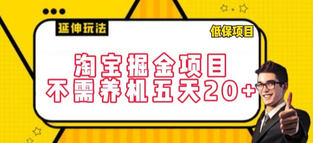 淘宝掘金项目，不需养机，五天20+，每天只需要花三四个小时网赚项目-副业赚钱-互联网创业-资源整合华本网创