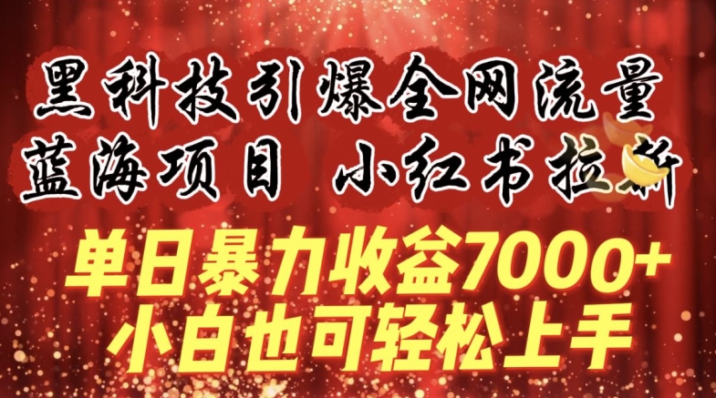 蓝海项目!黑科技引爆全网流量小红书拉新，单日暴力收益7000+，小白也能轻松上手网赚项目-副业赚钱-互联网创业-资源整合华本网创