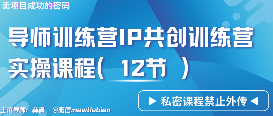 导师训练营3.0IP共创训练营私密实操课程（12节）-卖项目的密码成功秘诀网赚项目-副业赚钱-互联网创业-资源整合华本网创