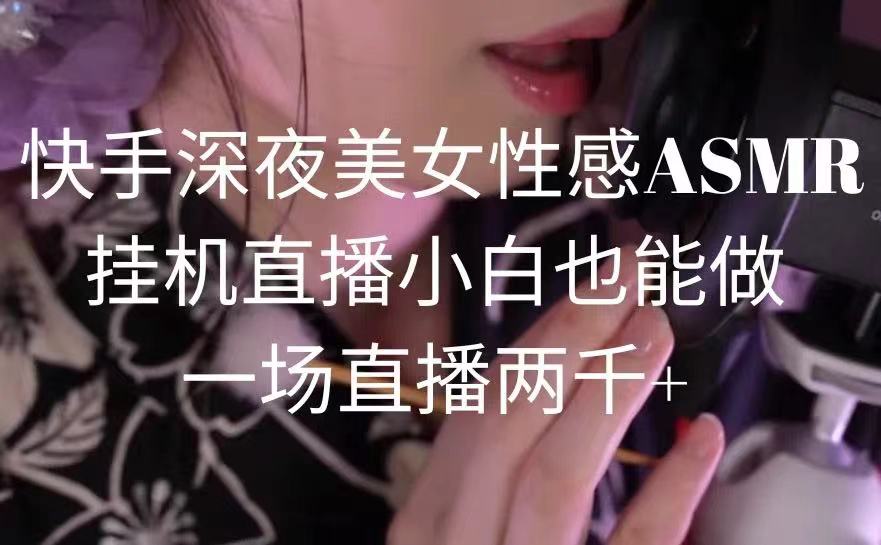 （9243期）快手深夜美女性感ASMR挂机直播，小白也能做，一场直播两千+网赚项目-副业赚钱-互联网创业-资源整合华本网创