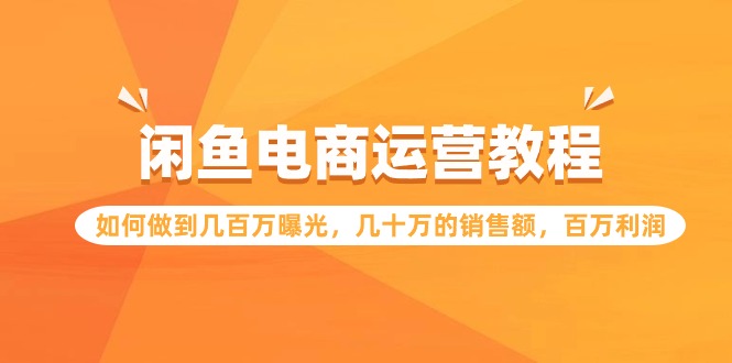 闲鱼电商运营教程：如何做到几百万曝光，几十万的销售额，百万利润网赚项目-副业赚钱-互联网创业-资源整合华本网创