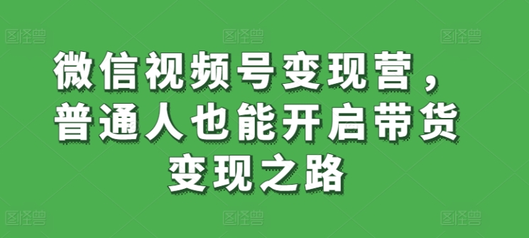 微信视频号变现营，普通人也能开启带货变现之路网赚项目-副业赚钱-互联网创业-资源整合华本网创