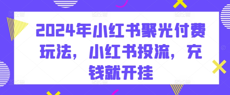 2024年小红书聚光付费玩法，小红书投流，充钱就开挂网赚项目-副业赚钱-互联网创业-资源整合华本网创