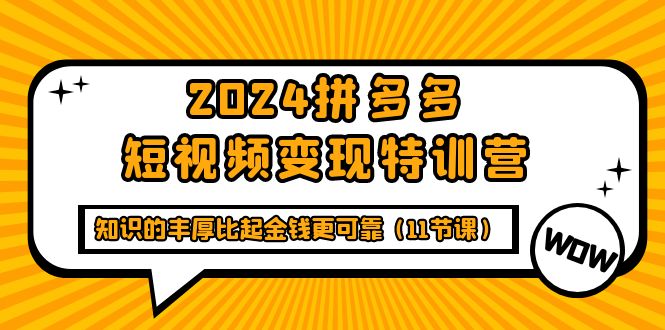 （9817期）2024拼多多短视频变现特训营，知识的丰厚比起金钱更可靠（11节课）网赚项目-副业赚钱-互联网创业-资源整合华本网创