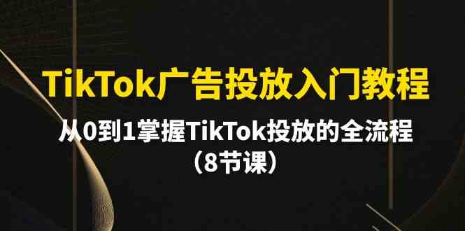 TikTok广告投放入门教程，从0到1掌握TikTok投放的全流程（8节课）网赚项目-副业赚钱-互联网创业-资源整合华本网创