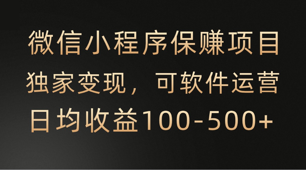 微信小程序，腾讯保赚项目，可软件自动运营，日均100-500+收益有保障网赚项目-副业赚钱-互联网创业-资源整合华本网创